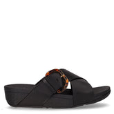 Ciabatta con zeppa in pelle e gomma nero | Boscaini Scarpe