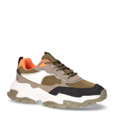 Sneaker in ecopelle e tessuto verde kaki | Boscaini Scarpe