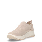 Sneaker in tessuto e pelle con zeppa crema | Boscaini Scarpe