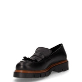 Mocassino in pelle con frangia nero | Boscaini Scarpe