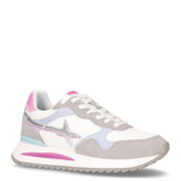 Yak sneaker in pelle e tessuto grigio bianco azzurro | Boscaini Scarpe