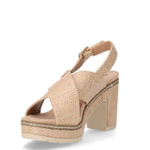 Sandalo in rafia con tacco taupe | Boscaini Scarpe