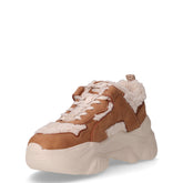 Bliss Warm sneaker in ecopelle e ecopelliccia cognac crema | Boscaini Scarpe