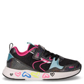 Sneaker in tessuto glitterato ed ecopelle bambina nero rosa | Boscaini Scarpe