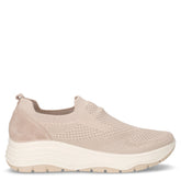 Sneaker in tessuto e pelle con zeppa crema | Boscaini Scarpe