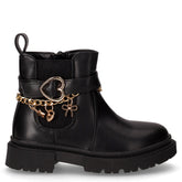 Stivaletto in ecopelle con catena e charms bambina nero | Boscaini Scarpe