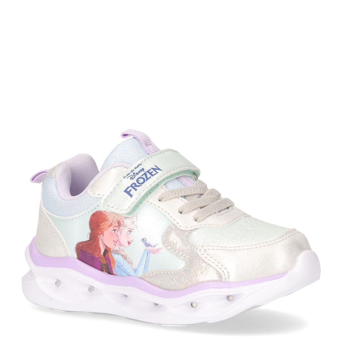 Sneakers primi passi bianche e blu da bambino con luci nella suola Sneakers primi passi bianche e blu da bambino con luci nella suola