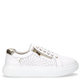 Sneaker in ecopelle con zip bianco oro | Boscaini Scarpe