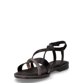 Sandalo in pelle con cinturini incrociati nero | Boscaini Scarpe