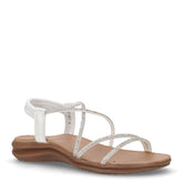 Sandalo in ecopelle con strass argento bianco | Boscaini Scarpe