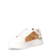 Sneaker bambina in ecopelle con platform bianco geo beige | Boscaini Scarpe