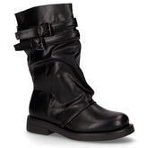 Stivaletto in ecopelle con fibbie decorative nero | Boscaini Scarpe