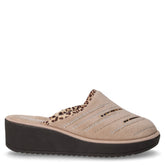 Ciabatta in tessuto con strass e zeppa ecru | Boscaini Scarpe