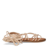 Sandalo in tessuto con lacci alla caviglia beige | Boscaini Scarpe