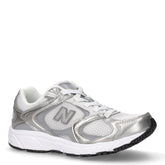 408 sneaker in tessuto ed ecopellle argento metallizzato | Boscaini Scarpe