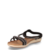 Sandalo in tessuto con strass nero | Boscaini Scarpe