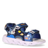 Wingy sandalo in tessuto ed ecopelle con luci bambino navy blu | Boscaini Scarpe
