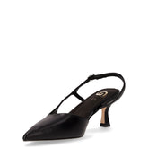 Sandalo a punta con tacco in ecopelle nero | Boscaini Scarpe