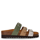 Hola ciabatta in pelle beige verde bianco | Boscaini Scarpe