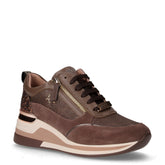 Sneaker in ecopelle e tessuto con zeppa marrone | Boscaini Scarpe