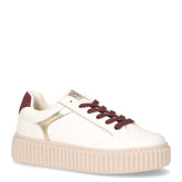 Sneaker in ecopelle con platform bianco bordeaux - Sneakers Donna | Boscaini Scarpe