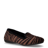 Pantofola in tessuto stampa animalier zebra marrone nero | Boscaini Scarpe