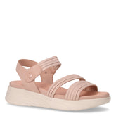 Sandalo in tessuto ed ecopelle con zeppa beige rosa | Boscaini Scarpe
