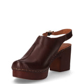 Zoccolo slingback in pelle con tacco ebano | Boscaini Scarpe
