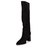 Stivale a punta in tessuto con tacco nero | Boscaini Scarpe