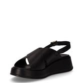 Sandalo in pelle con zeppa nero | Boscaini Scarpe