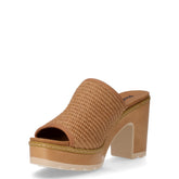 Ciabatta in rafia con tacco cammello | Boscaini Scarpe