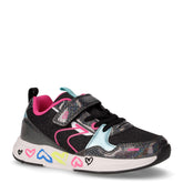 Sneaker in tessuto glitterato ed ecopelle bambina nero rosa | Boscaini Scarpe