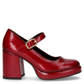 Décolleté in ecopelle con cinturino rosso scuro | Boscaini Scarpe