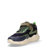 Wavy sneaker in tessuto ed ecopelle bambino verde militare blu | Boscaini Scarpe