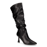 Stivale arricciato in ecopelle con tacco nero | Boscaini Scarpe