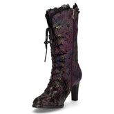 Stivale stringato in pelle con tacco viola | Boscaini Scarpe