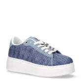 Sneaker in rafia intrecciata con platform navy | Boscaini Scarpe