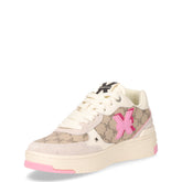 Sneaker in ecopelle e pelle bianco beige rosa | Boscaini Scarpe