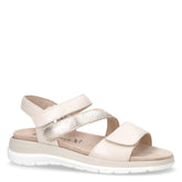 Sandalo in pelle con strappi offwhite oro | Boscaini Scarpe