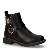 Stivaletto in ecopelle con cuori bambina nero | Boscaini Scarpe