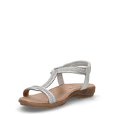 Sandalo in ecopelle con strass argento | Boscaini Scarpe