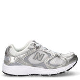 408 sneaker in tessuto ed ecopellle argento metallizzato | Boscaini Scarpe