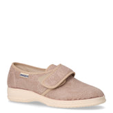 Pantofola in tessuto con strappo beige | Boscaini Scarpe