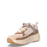 Groove Mesh sneaker in tessuto e pelle bianco marrone leopardato | Boscaini Scarpe