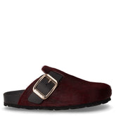 Sara sabot in cavallino con fibbia vino | Boscaini Scarpe