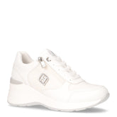 Sneaker in tessuto ed ecopelle con zeppa bianco | Boscaini Scarpe