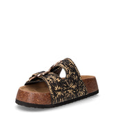 Ciabatta in rafia con platform nero beige | Boscaini Scarpe
