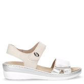 Sandalo in ecopelle con zeppa beige argento | Boscaini Scarpe