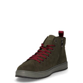 Mid sneaker con zip laterale in pelle scamosciata verde militare | Boscaini Scarpe