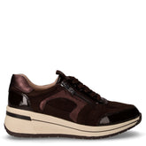 Sneaker in pelle con zeppa marrone scuro | Boscaini Scarpe